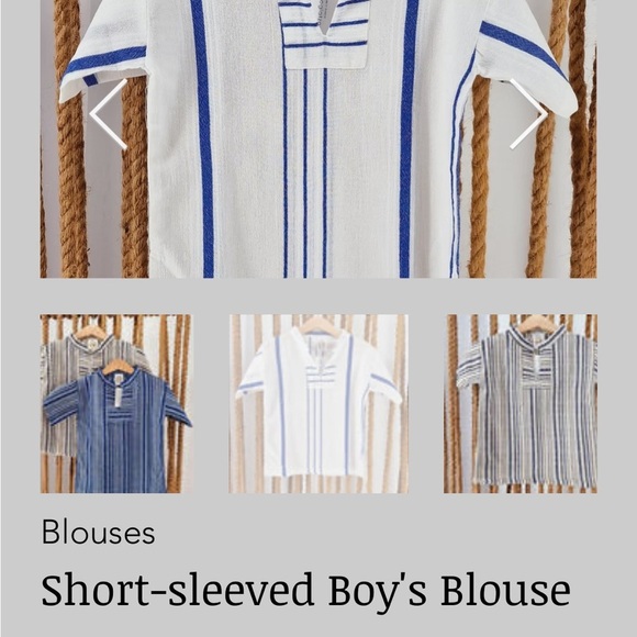 🥳HP🥳NWT Made in Greece Vogiatzoglou Kids Striped Shirt - Blue and White - Picture 2 of 9